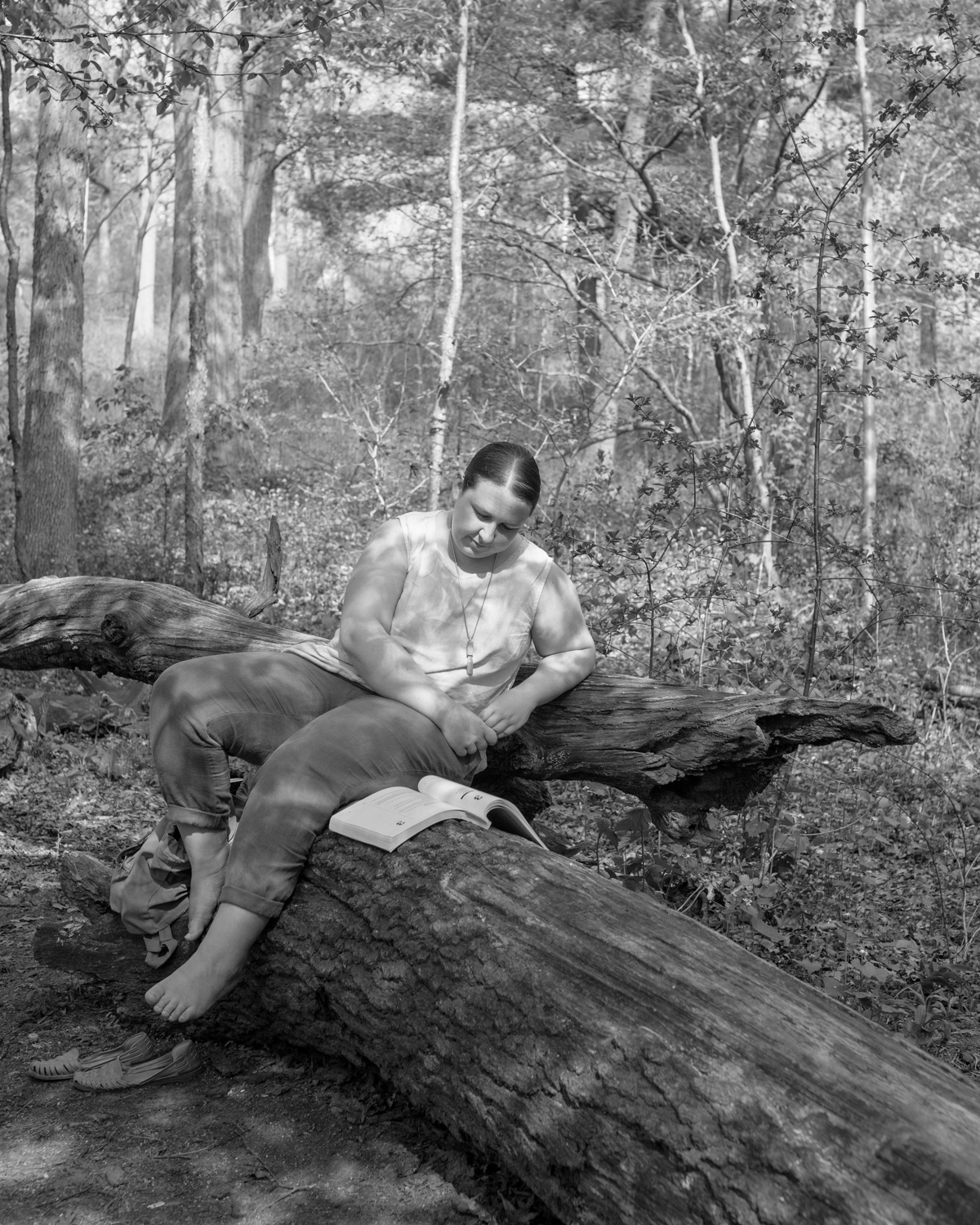 Kate Schneider: image of person reading in forest
